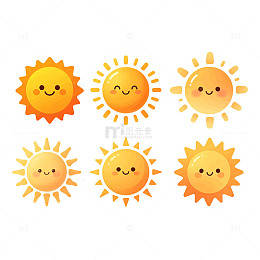 卡通风格可爱太阳表情矢量素材