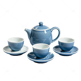 蓝色通透陶瓷茶具