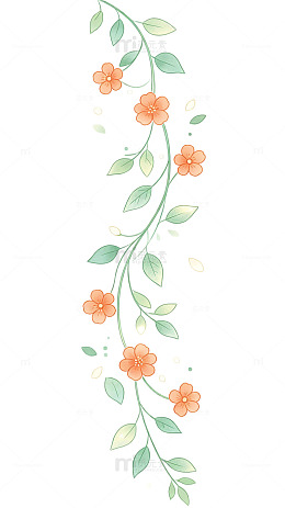 竖版花朵藤蔓 漂浮花叶