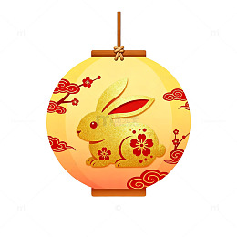卡通风中秋节玉兔灯笼设计素材