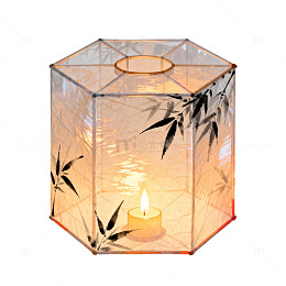 东方风竹影烛光灯罩设计素材