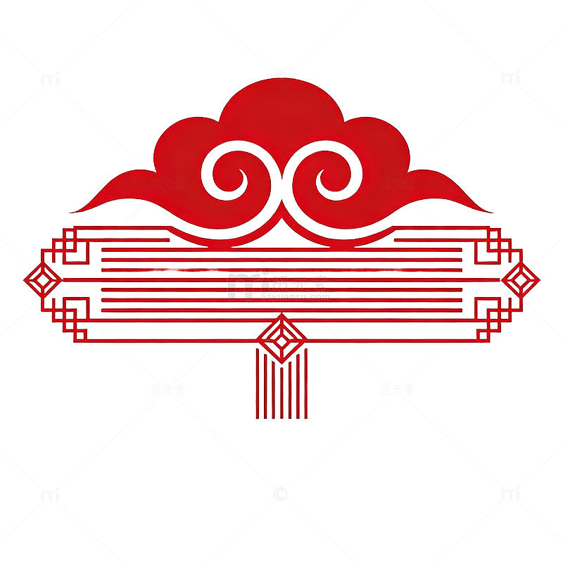 剪纸风祥云纹饰传统装饰设计素材