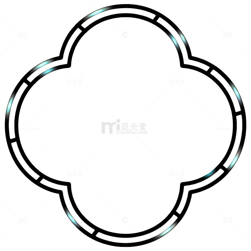 简约风四叶花边框线条设计素材