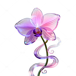 玻璃质感兰花透明艺术设计素材