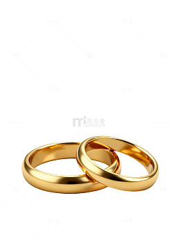 简约风金色婚戒3D渲染设计素材