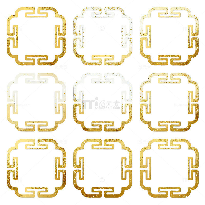 古典风金色回纹边框设计素材