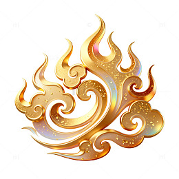 金色火焰祥云纹样矢量设计素材