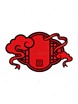 国风红色祥云纹饰设计素材