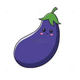 紫色可爱茄子蔬菜卡通元素