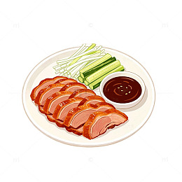 卡通风北京烤鸭配菜手绘美食设计素材
