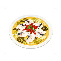 插画风清蒸鱼美食手绘菜肴设计素材