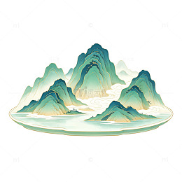 国风山水画意境插画