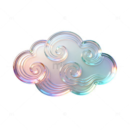梦幻风彩虹云朵渐变透明设计素材
