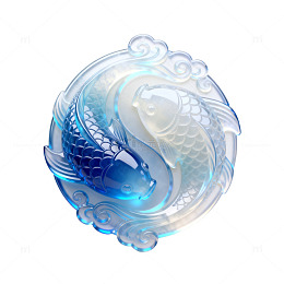 水晶风双鱼太极图案设计素材