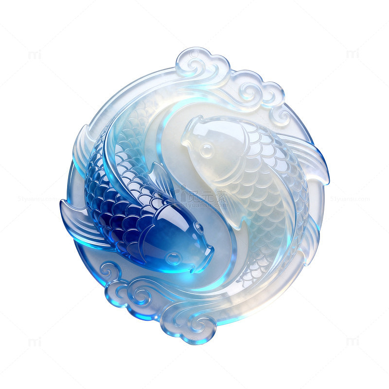 水晶风双鱼太极图案设计素材