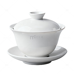极简风白瓷盖碗茶具设计素材