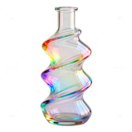 现代风彩虹螺旋玻璃花瓶设计素材