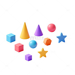 简约风彩色几何图形3D设计素材