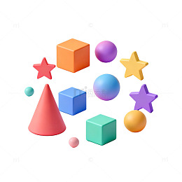 简约风几何图形3D渲染设计素材