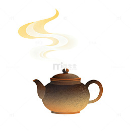 扁平风热茶壶蒸汽插画设计素材