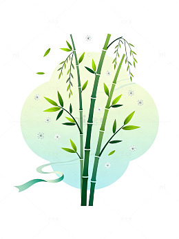 清新风竹子植物插画设计素材