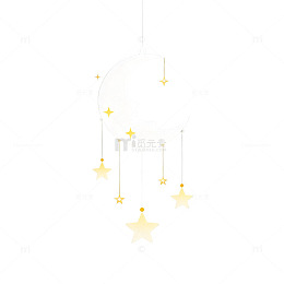 梦幻风月亮星星吊饰插画设计素材