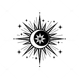 黑白风星月图案矢量设计素材