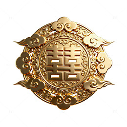 金色中式双喜纹样装饰设计素材