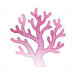 线条风珊瑚海生物矢量插画素材