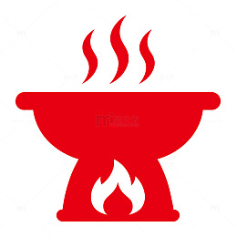 火锅，图标，剪影，热气腾腾的火锅