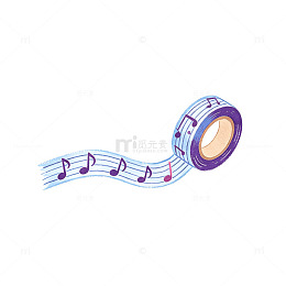 卡通风格音乐胶带手绘音符设计素材