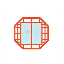 扁平风中式窗格图案设计素材