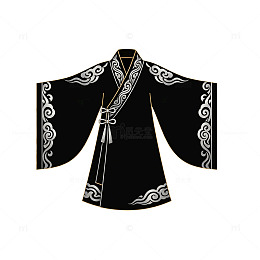 黑白风传统汉服图案设计素材