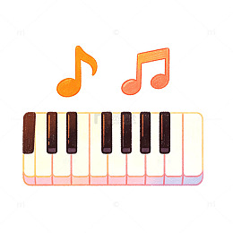 卡通风格钢琴键盘音乐符号设计素材
