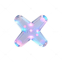 未来感发光X形透明晶体设计素材