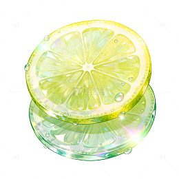 水彩风柠檬切片透明质感设计素材