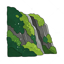 瀑布苔藓 湿润岩壁