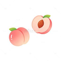 卡通风格新鲜桃子插画设计素材