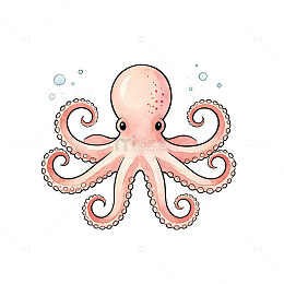 卡通风可爱章鱼手绘插画设计素材
