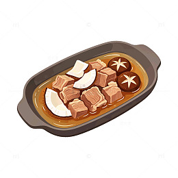 卡通风格香菇椰子肉插画设计素材