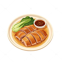 插画风蒸鸭肉美食矢量设计素材