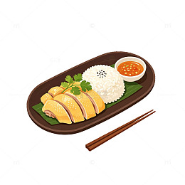 卡通风日式料理鸡肉饭插画设计素材