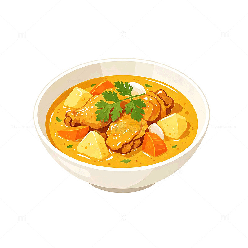 插画风美味鸡肉炖菜矢量素材