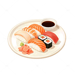 插画风日式寿司美食设计素材