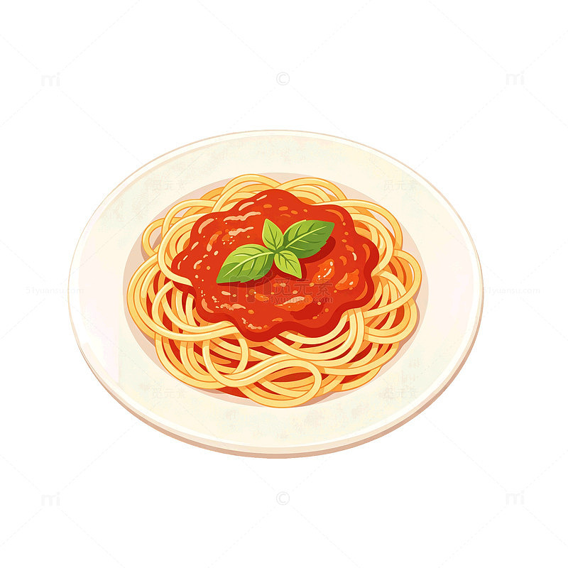卡通风格肉酱意大利面美食插画素材