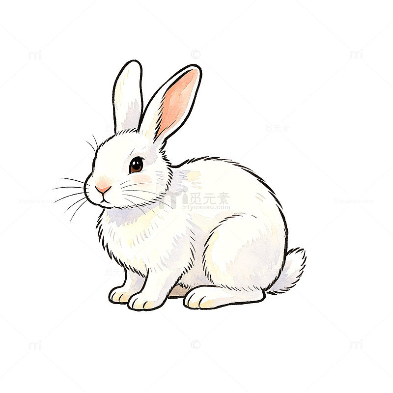 手绘风可爱小白兔插画设计素材