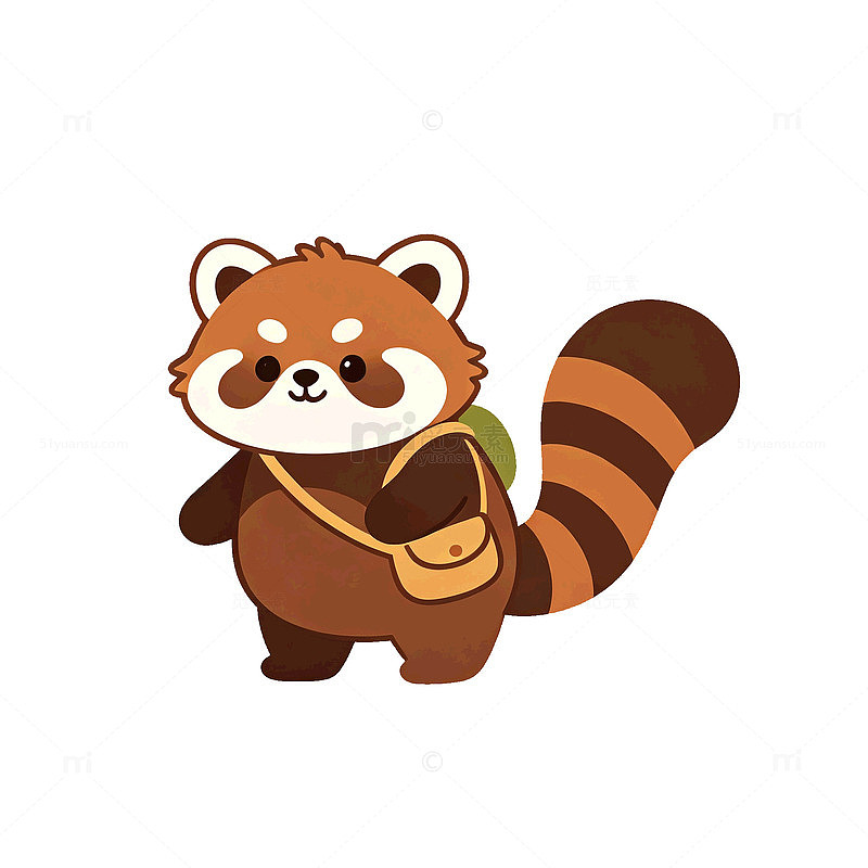 卡通风格小熊猫背包动物插画设计素材