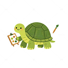 卡通风乌龟绘画可爱动物设计素材