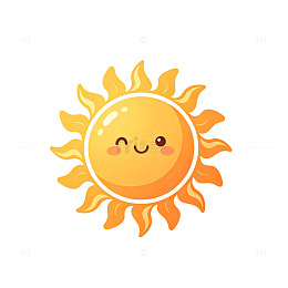 卡通风格可爱太阳表情矢量素材免抠