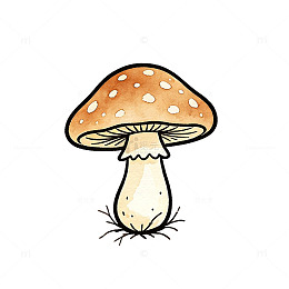 卡通风森林蘑菇手绘插画设计素材